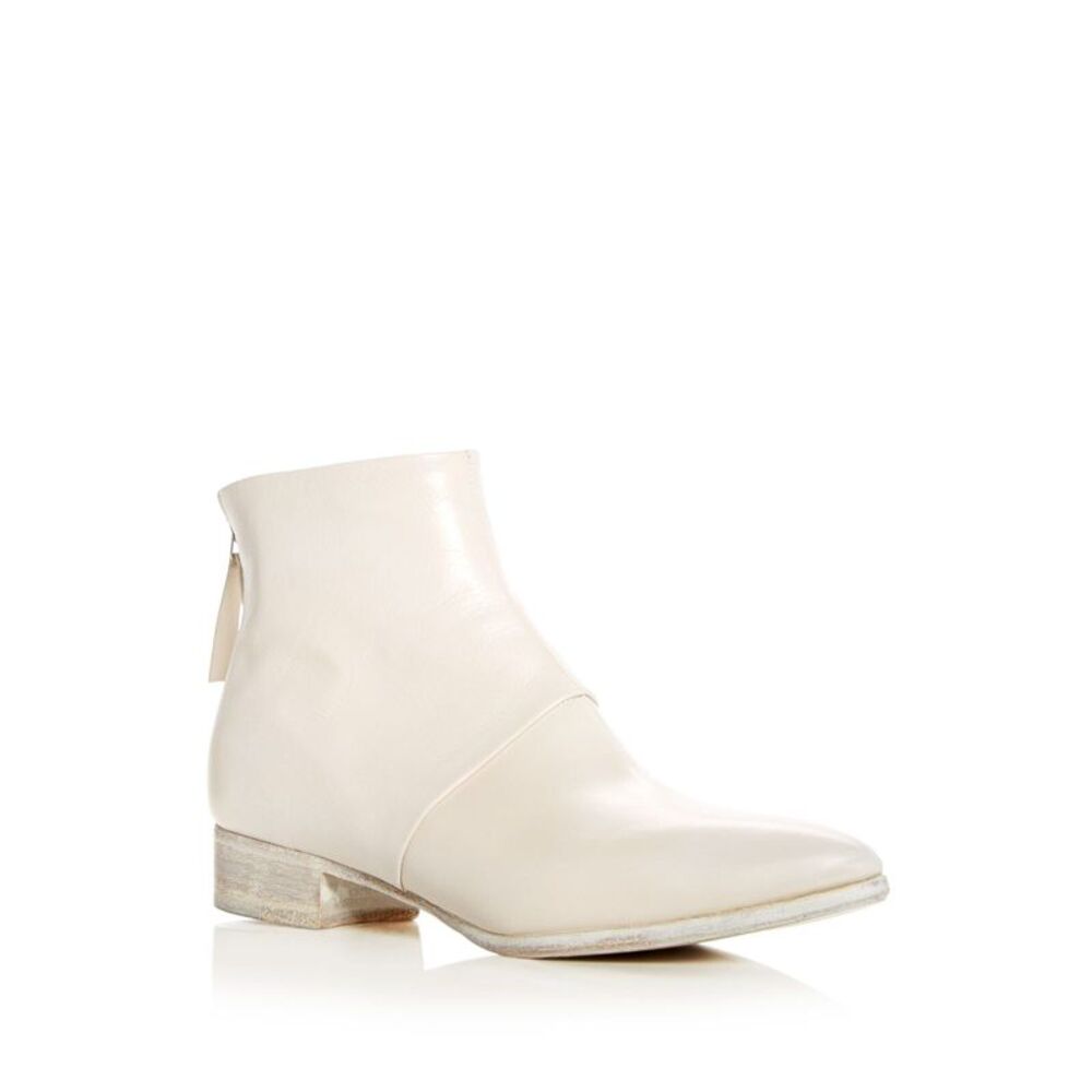 ALBERTO FERMANI Womens Ivory Bellina Pointed Toe Block Heel Leather Booties 36.5